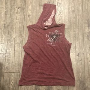 Sleeveless Hoodie Pullover Shirt Red size L
